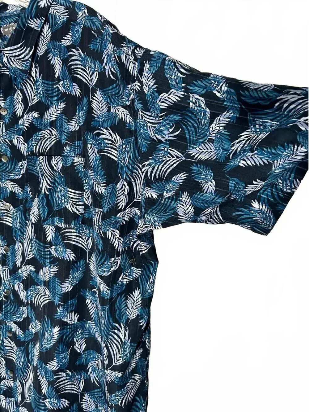 Van Heusen Air 3XLT Men's Tropical Floral Short Sleeve Shirt Blue/Black big and